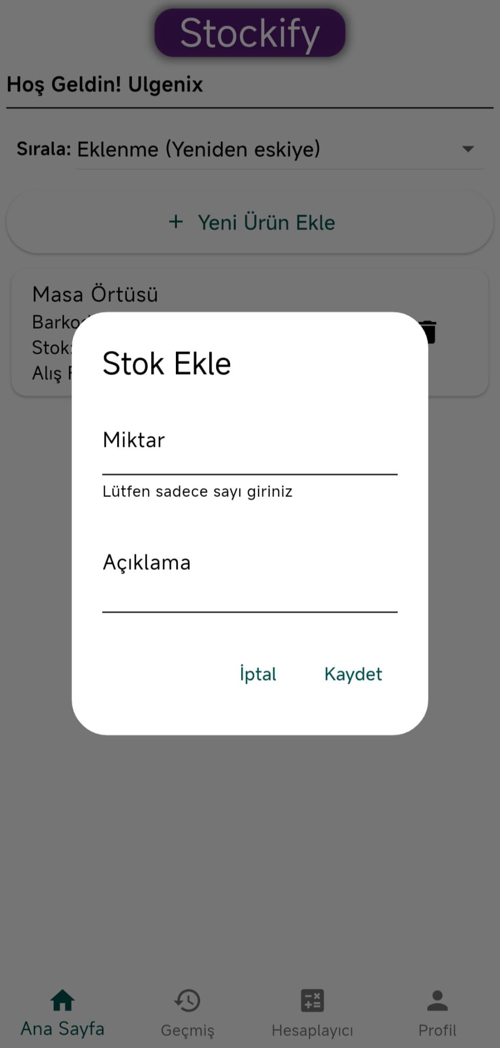 Stok Ekle